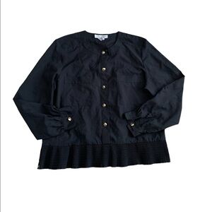 Laura & Jayne | Vintage Black Long Sleeve Gold Button Top Size 14